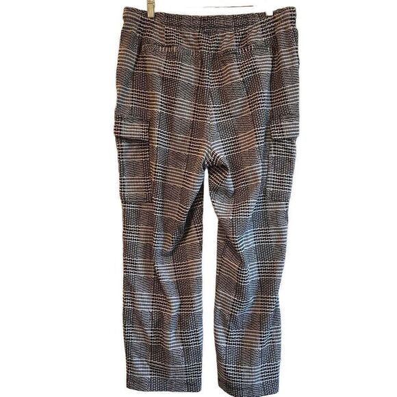Lands End Pants Womens L Black Houndstooth Cargo Velour Straight Leg Streetwear - Picture 2 of 11